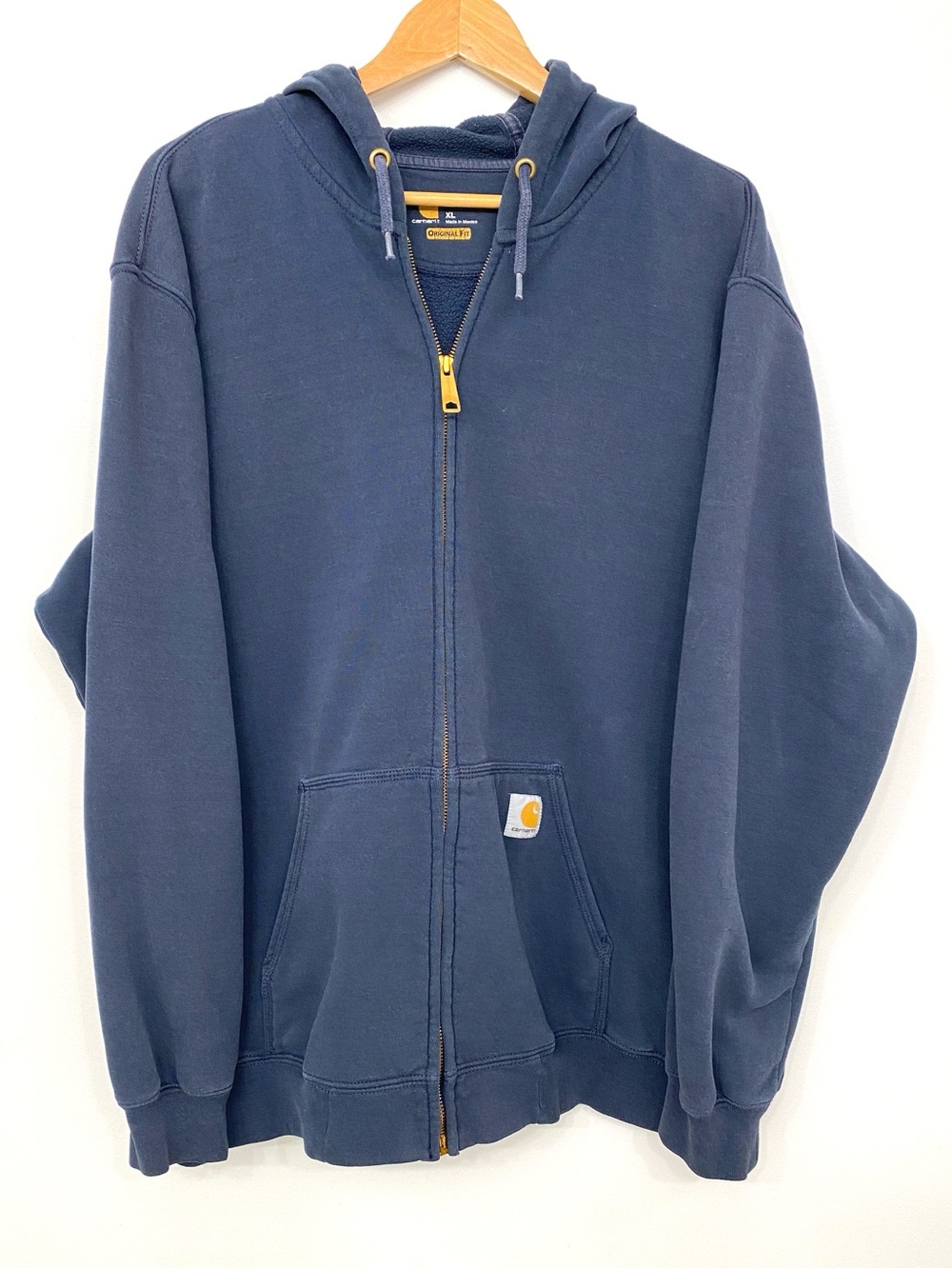 Vintage Carhartt Navy Zip Hoodie Men’s XL Original Fit Workwear Faded Utility